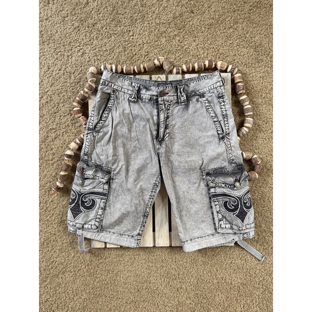 Vintage Y2K Affliction Gray Cargo Acid Wash Men’s Shorts